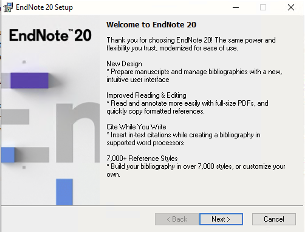 EndNote20 Installation Instructions for Windows | Information